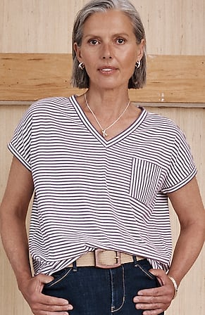 Image for Relaxed Dolman-Sleeve Striped Tee