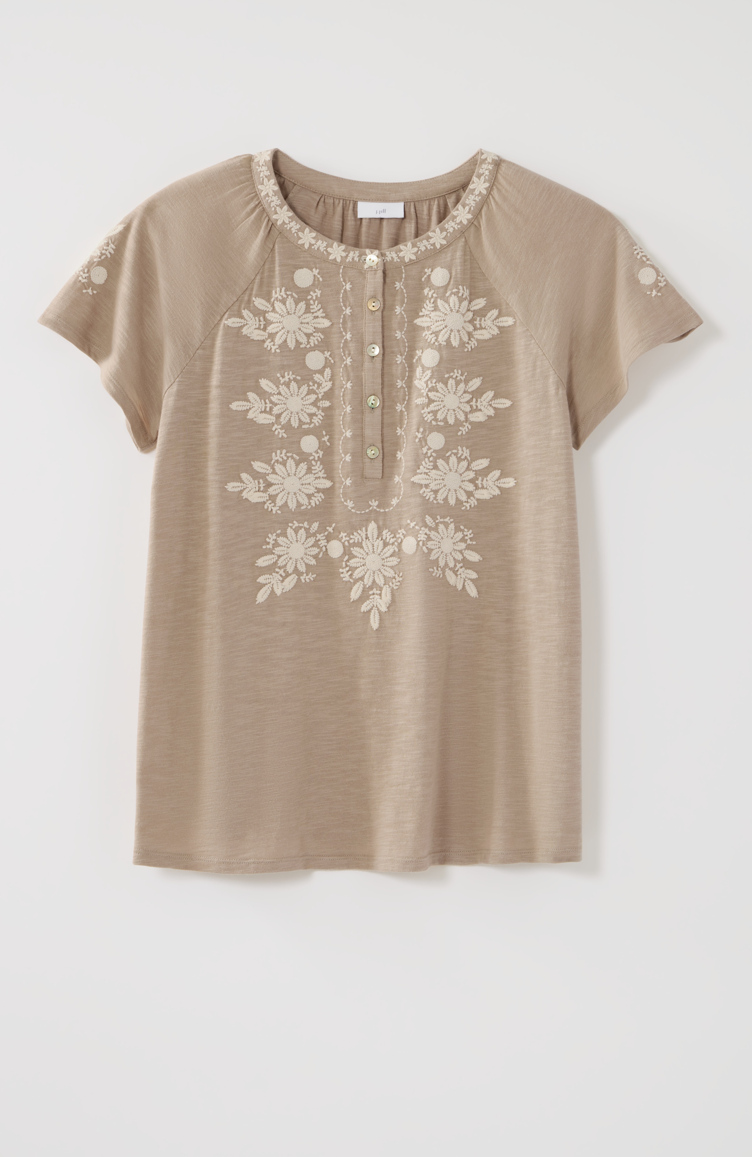 cotton-blend embroidered top