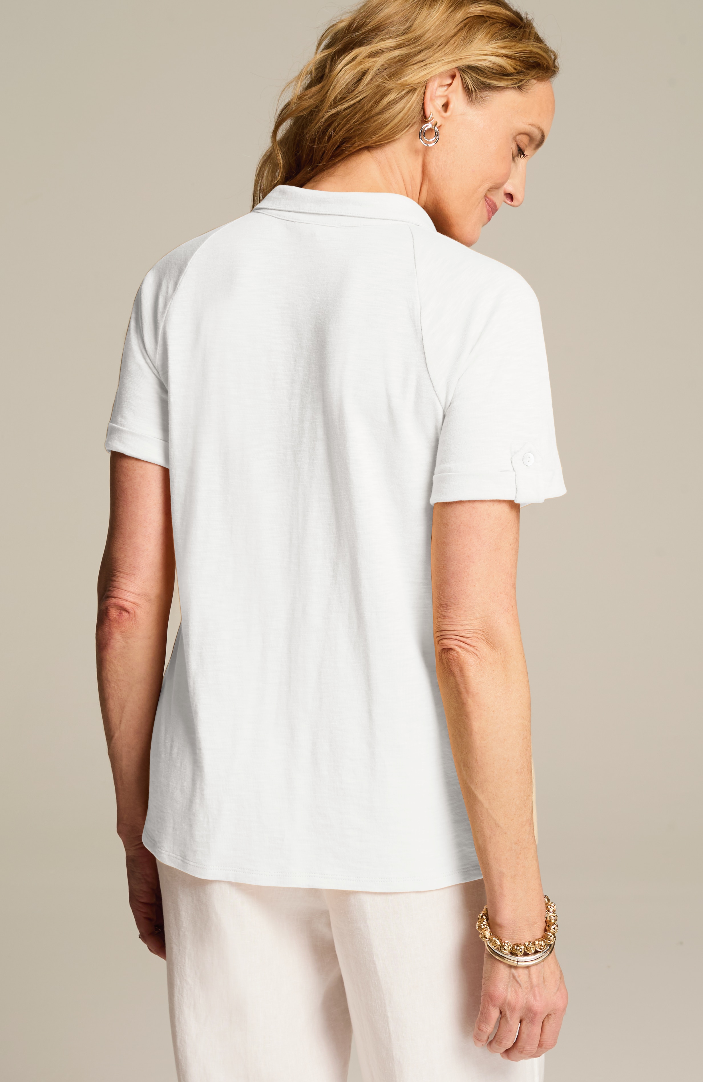 【KOOLOSET】Collar Button Over Knit COLLARED BUTTON-FRONT KNIT TOP | JJill