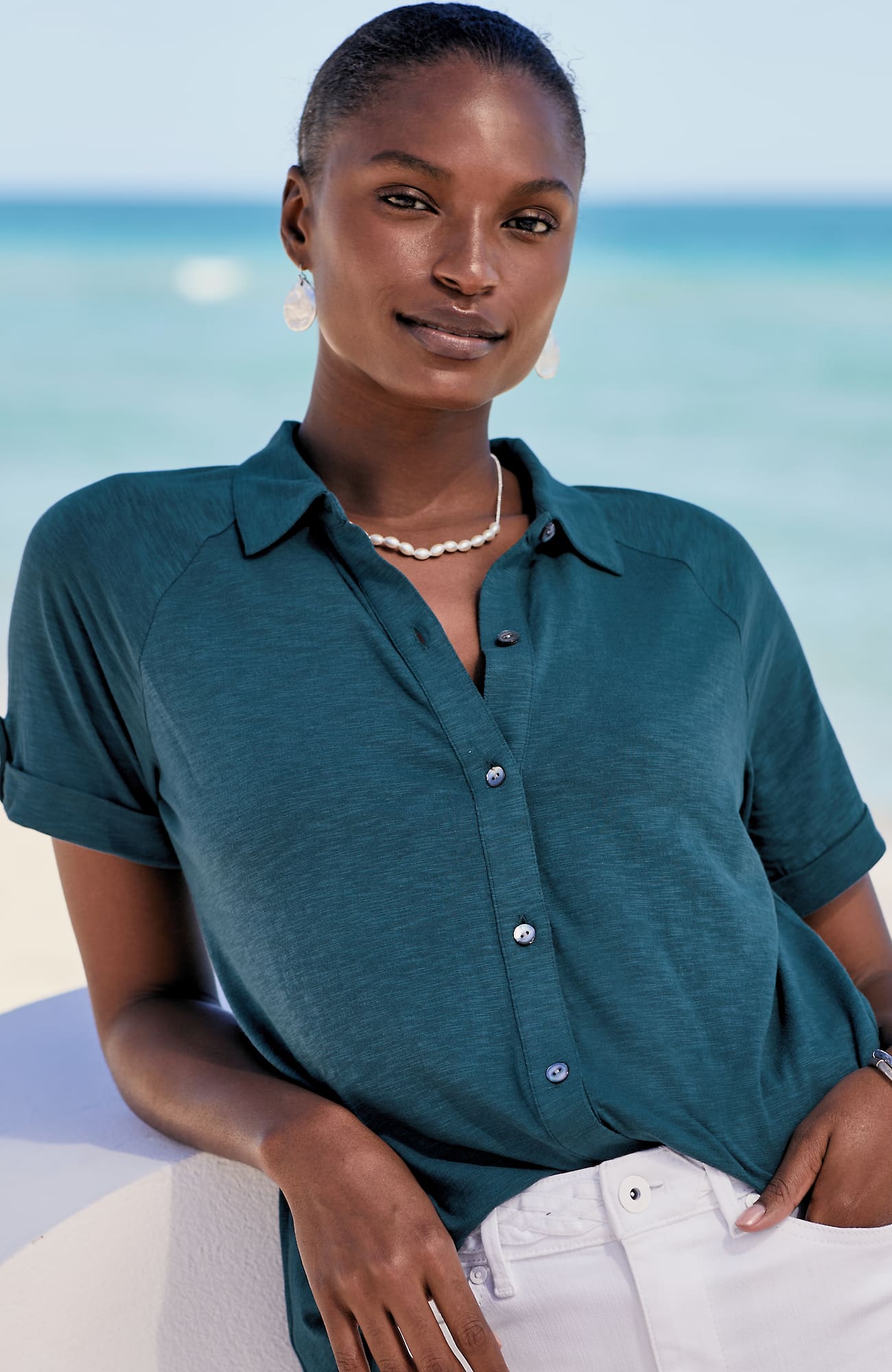 Jjill J.jill Collared Button-front Knit Top