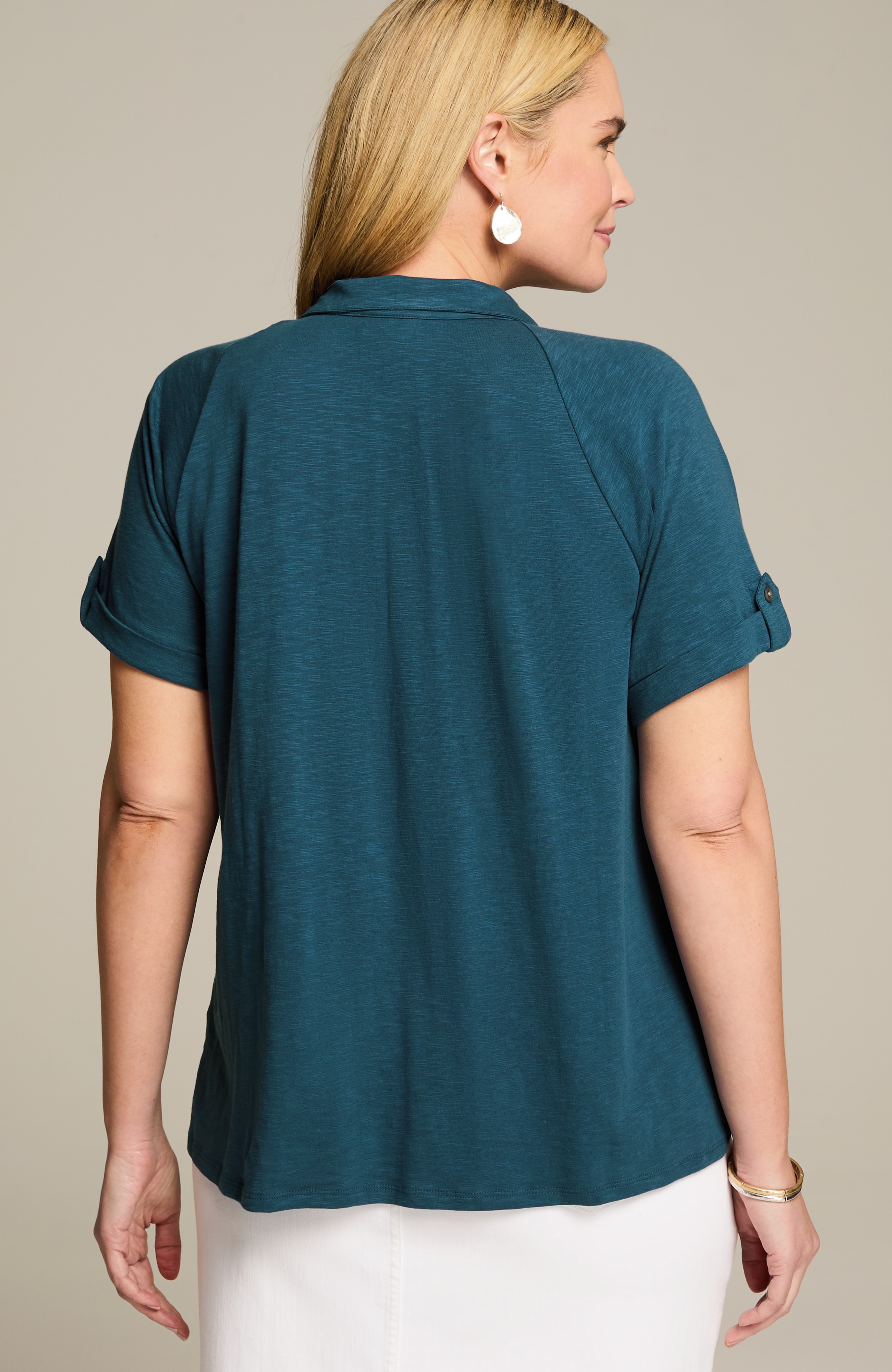 【KOOLOSET】KL Stripe Button Knit COLLARED BUTTON-FRONT KNIT TOP | JJill
