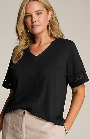 Image for Crochet-Trim V-Neck Top