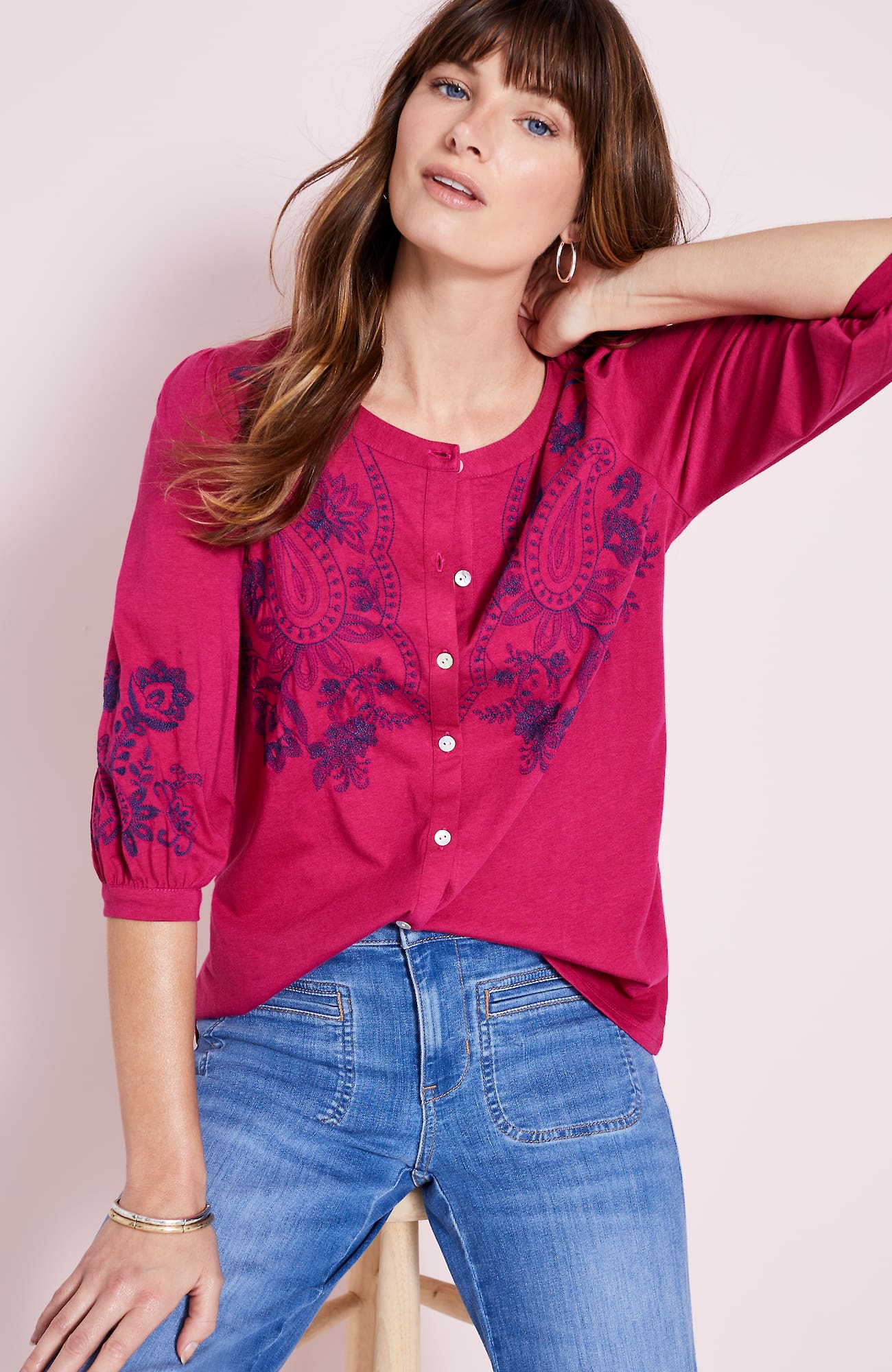 Jjill J.jill Paisley-embroidered Top