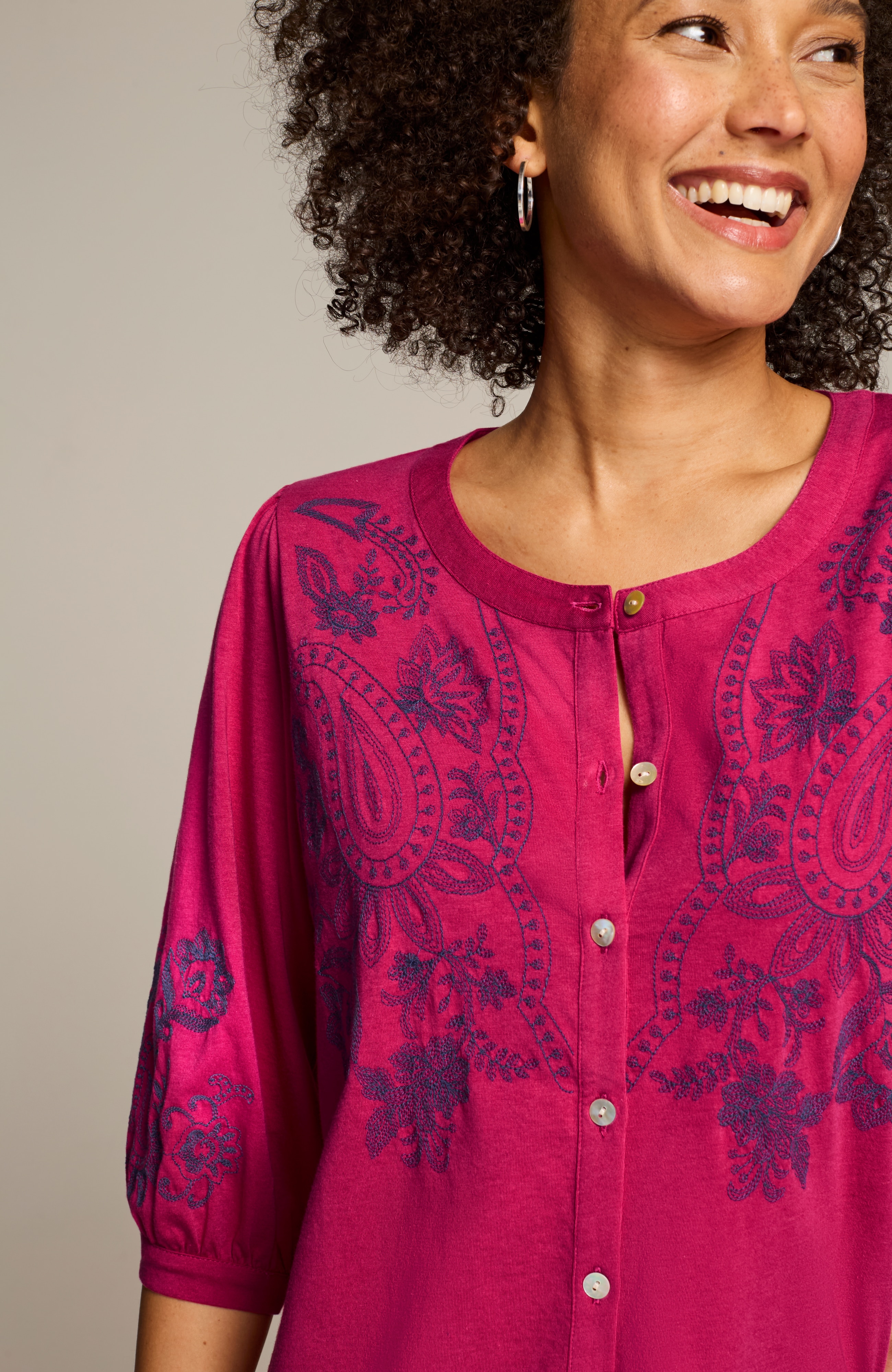 paisley-embroidered top