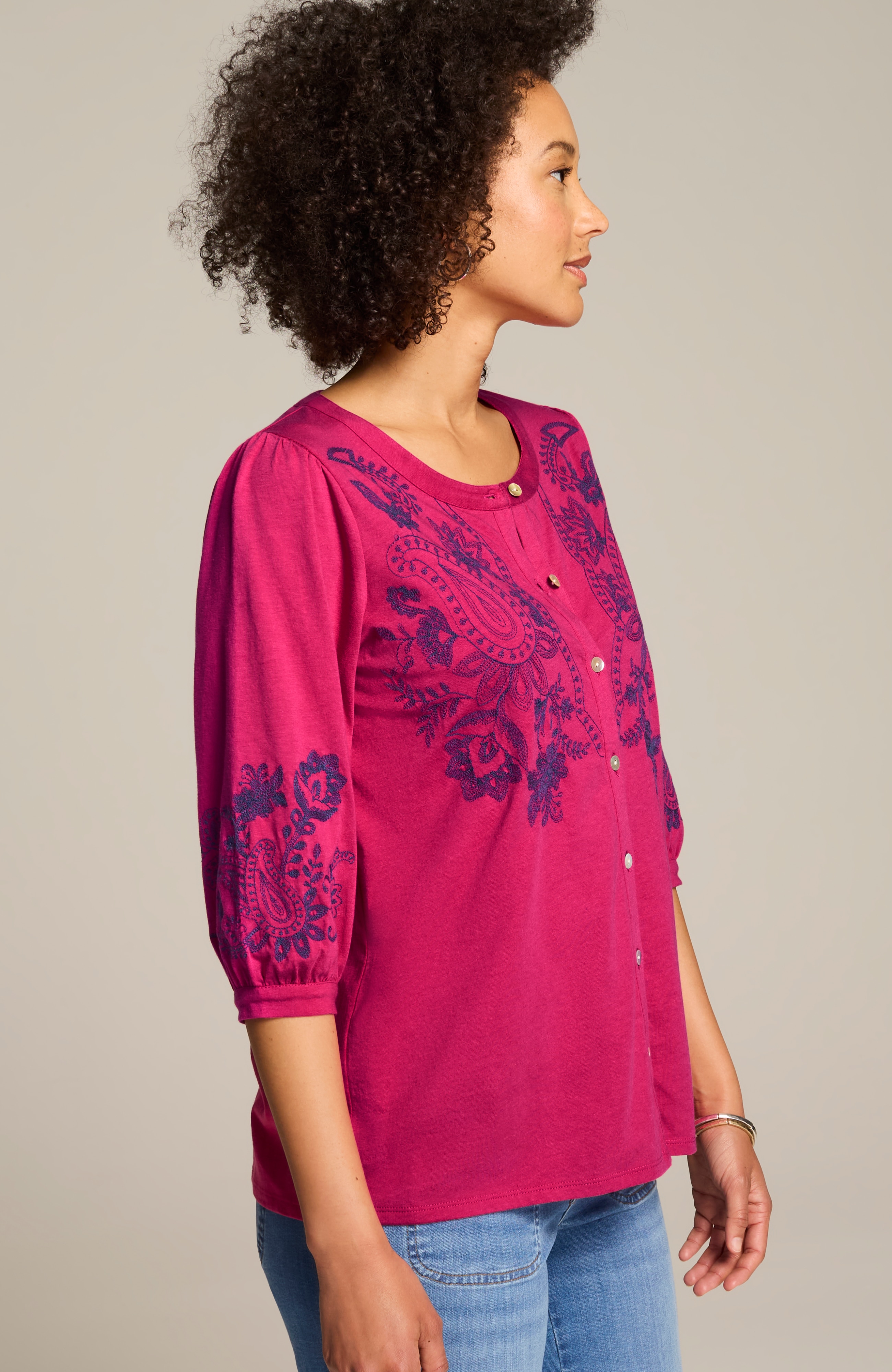 paisley-embroidered top