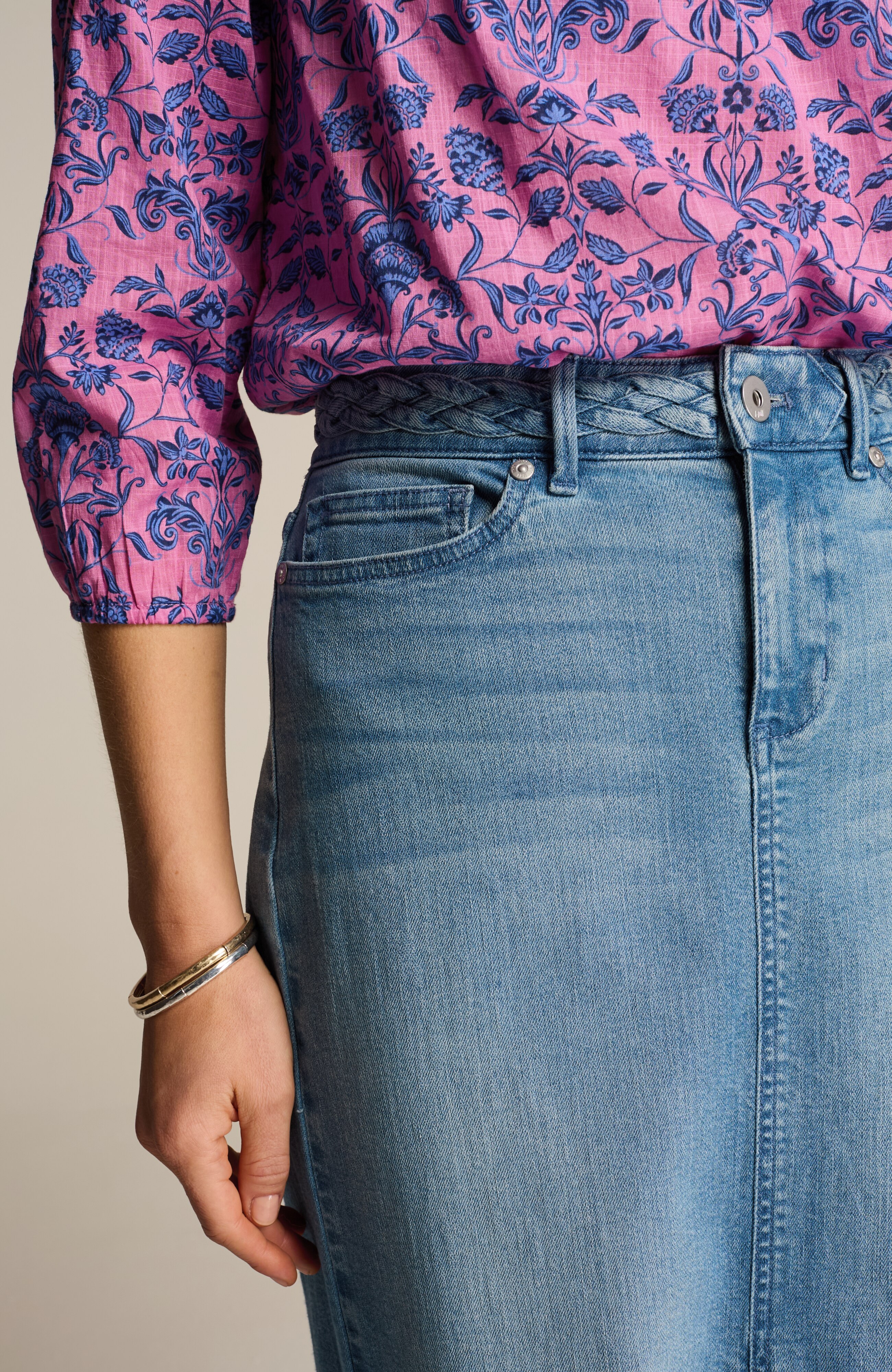 MURRAL 23SS Trucked Slit denim（Blue） Denim Maxi Skirt in 37