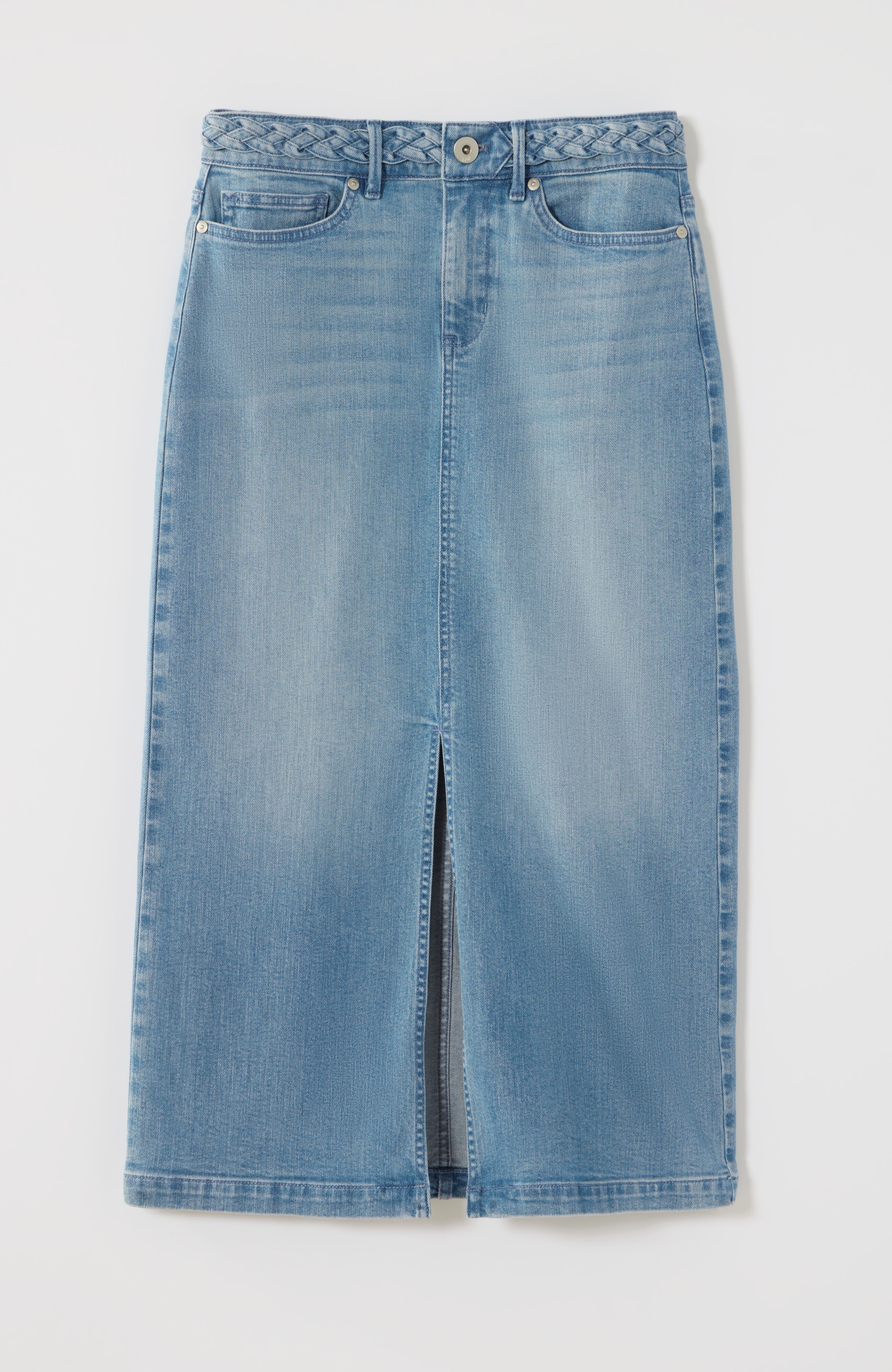 【WOOHWA】LEAF DENIM LONG SK Iconic Long Denim Skirt | Nuuly