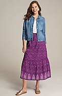 printed tiered midi skirt
