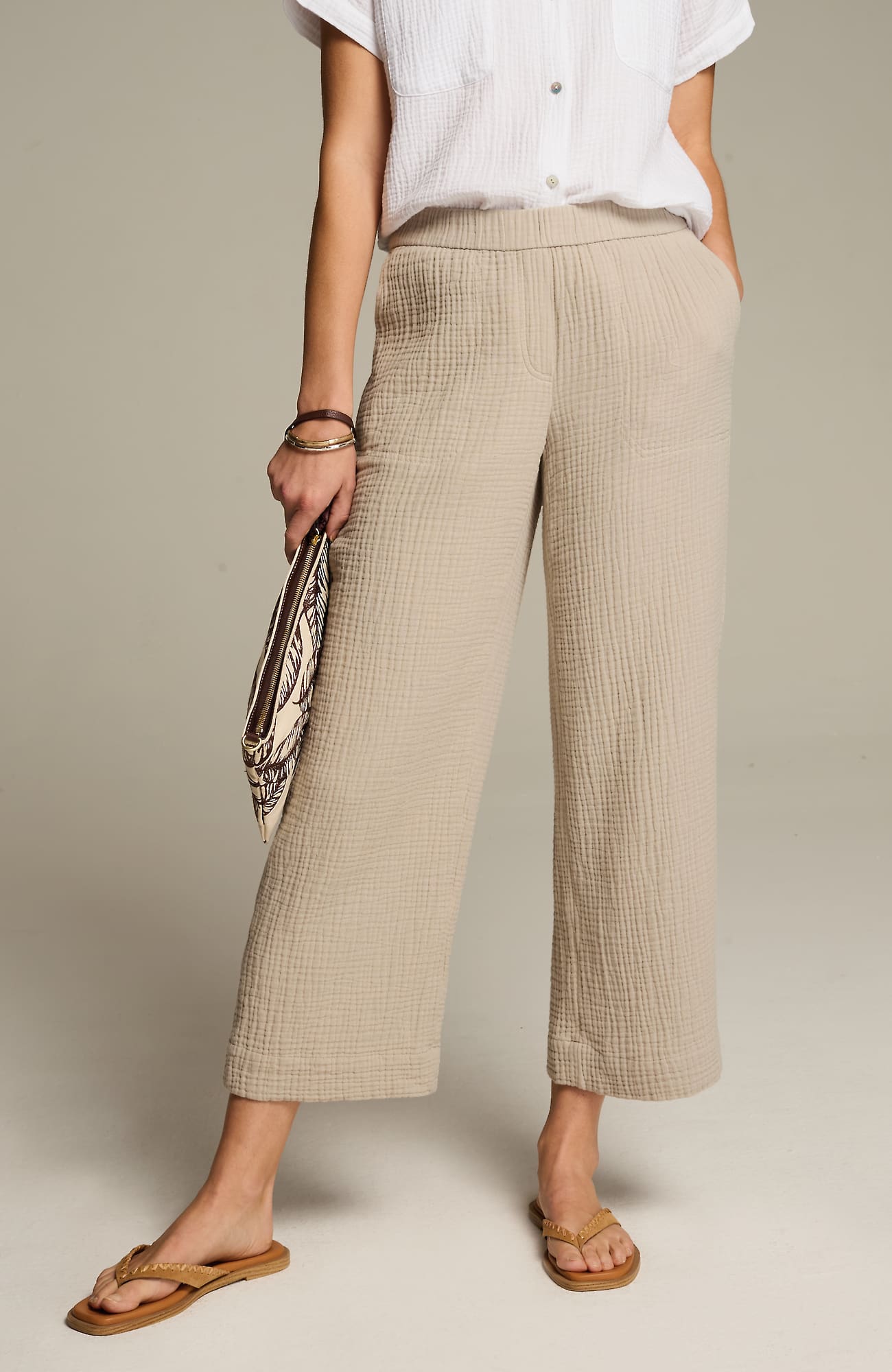 Jjill J.jill Cotton-gauze Pull-on Crops