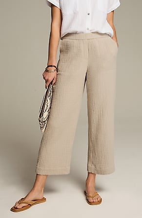 Image for Cotton-Gauze Pull-On Crops