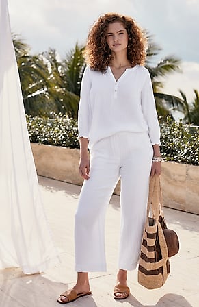 Image for Cotton-Gauze Pull-On Crops