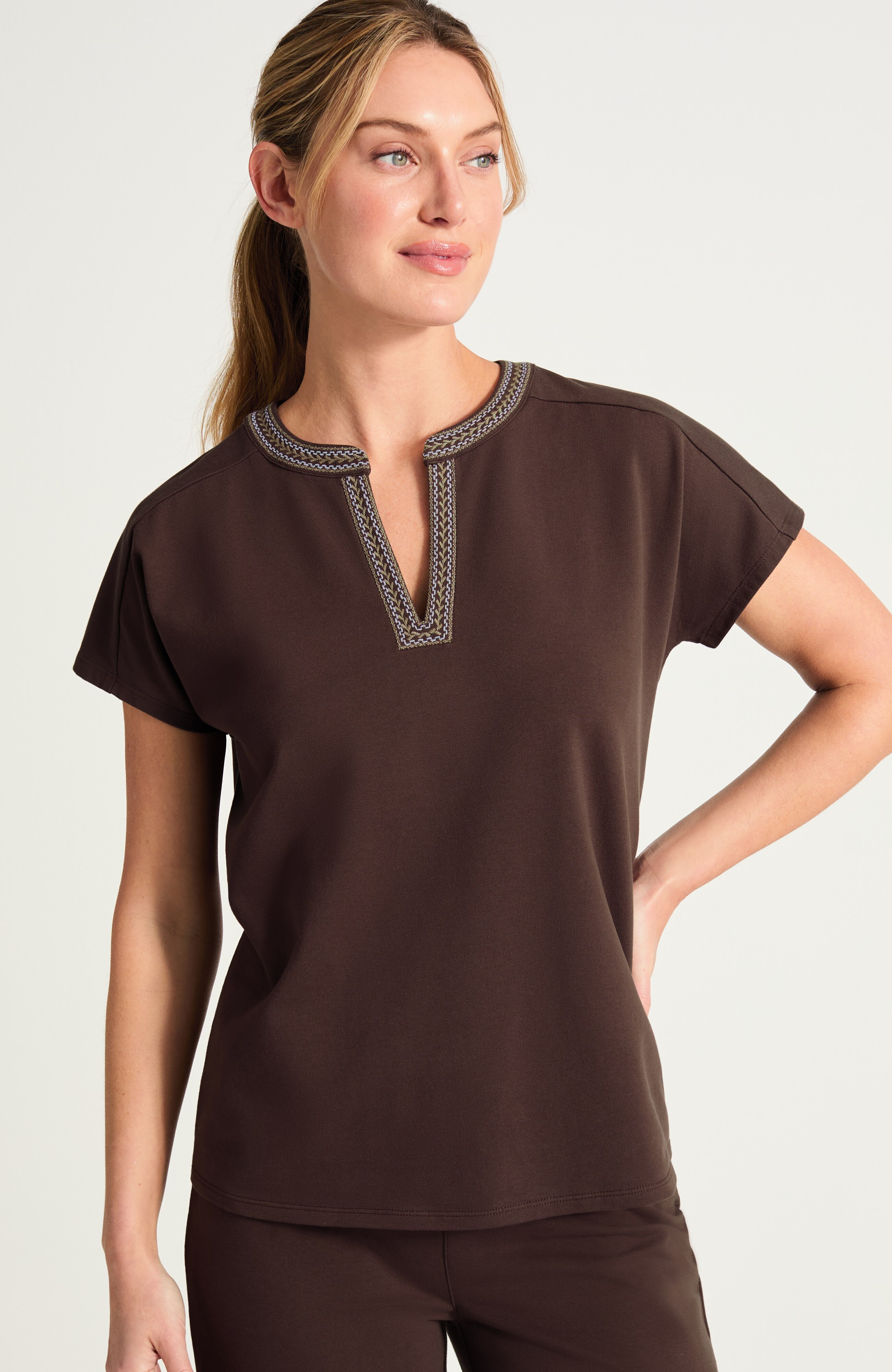 Fit French Terry Embroidered Top | JJill