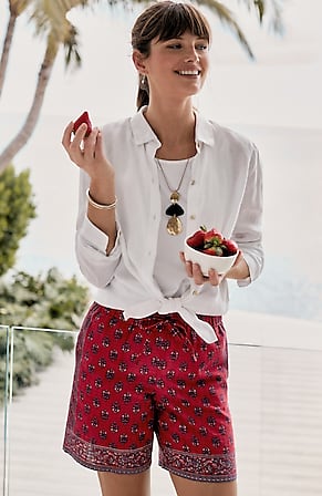 Image for Free-Spirit Paisley Pull-On Shorts