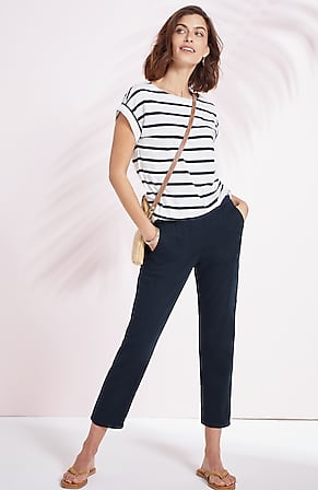 Image for Twill Knit-Waist Slim-Leg Pants