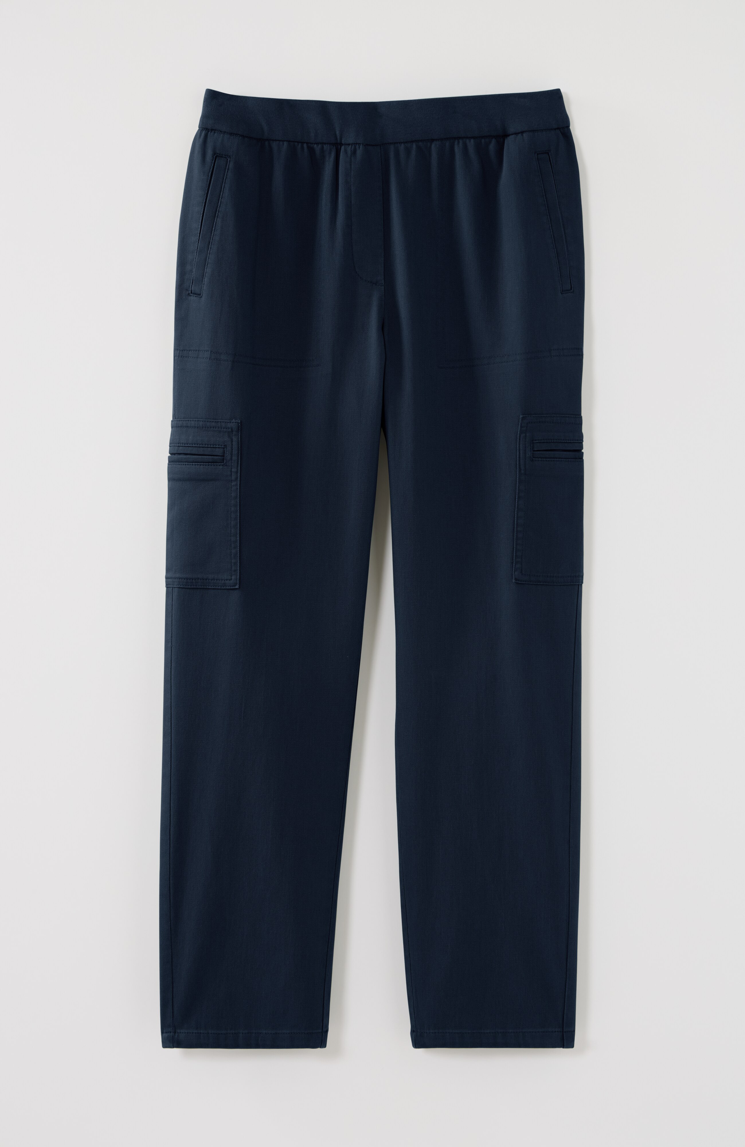 TWWデニム S/M deep-navy TWILL KNIT-WAIST SLIM-LEG PANTS | JJill