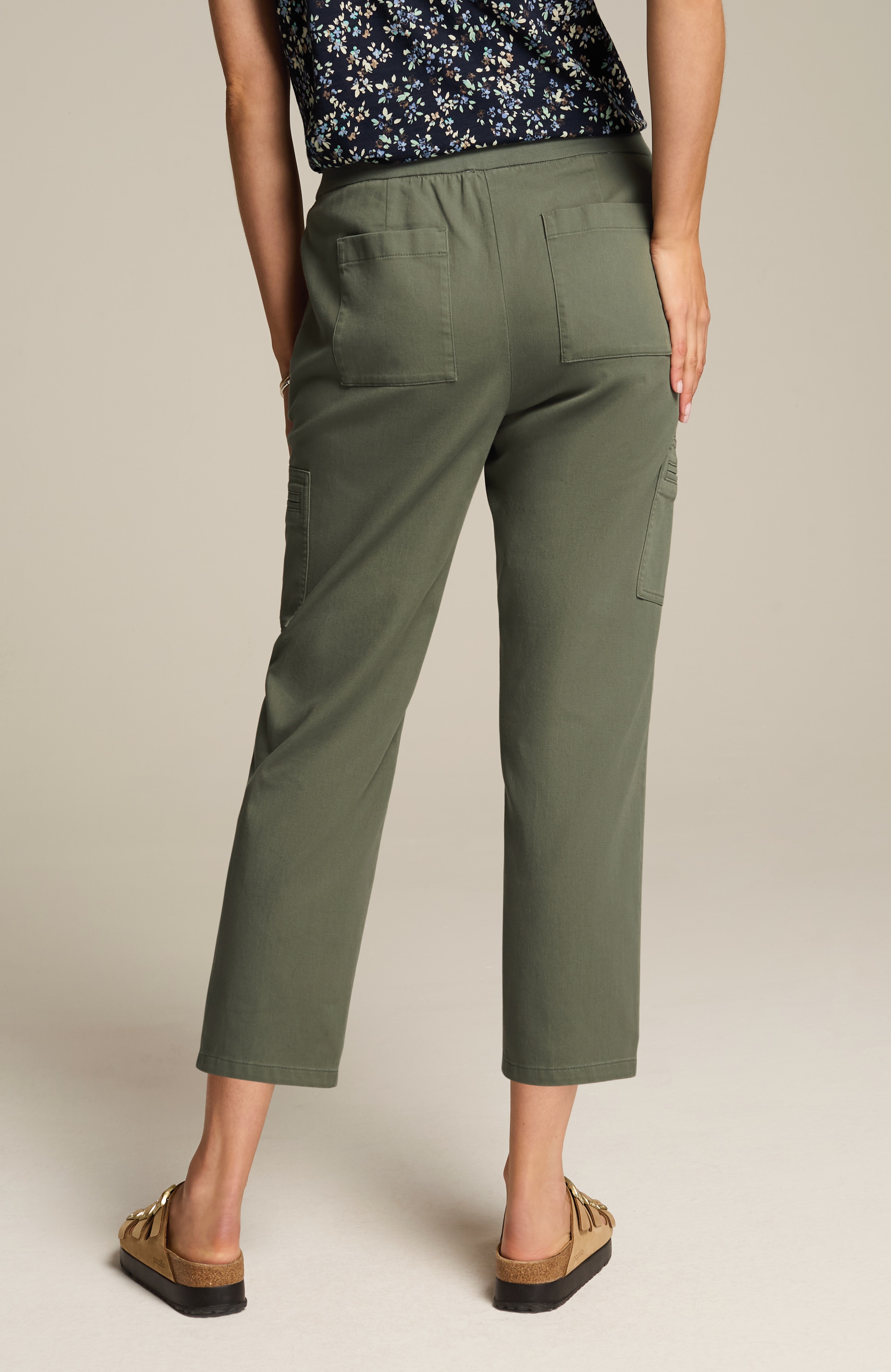twill knit-waist slim-leg pants