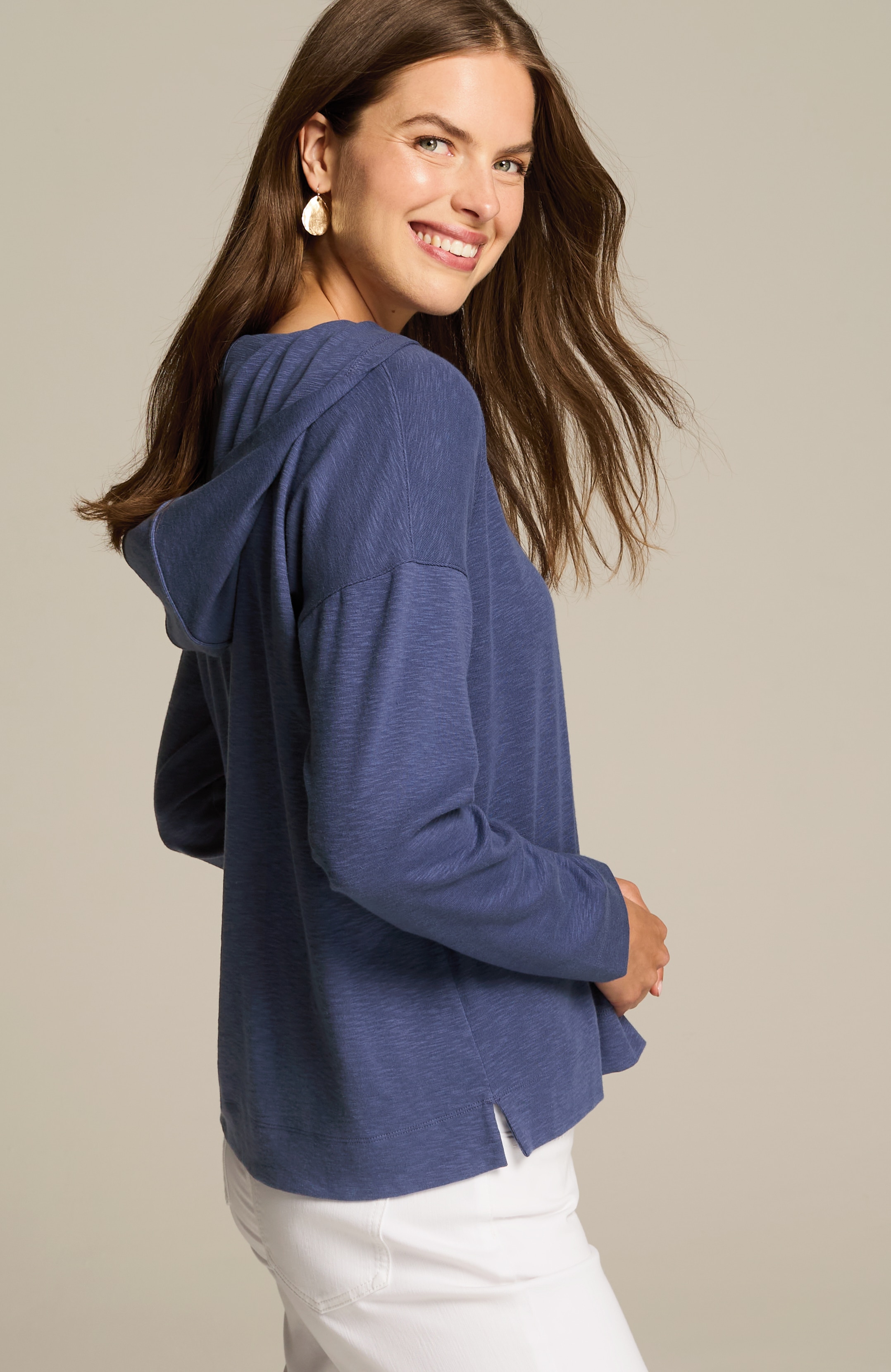 textured one-button hoodie
