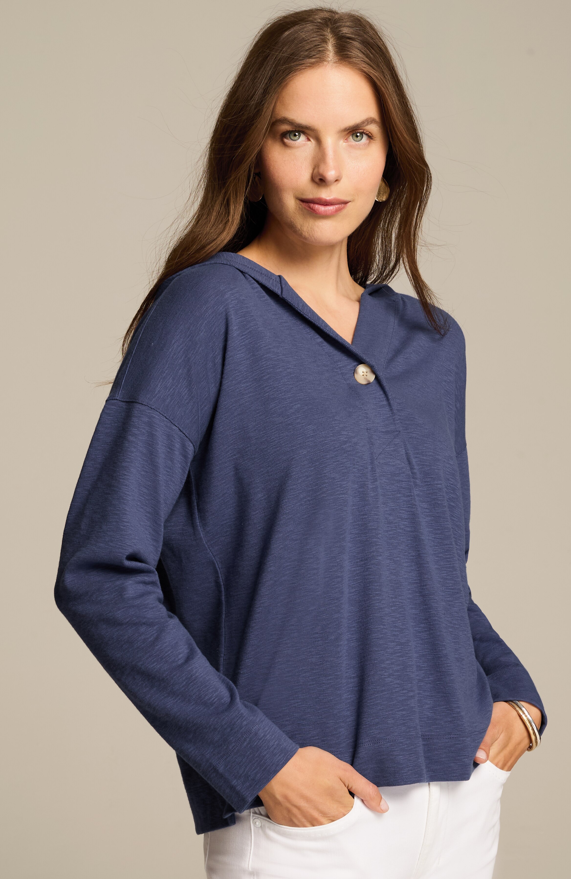 textured one-button hoodie