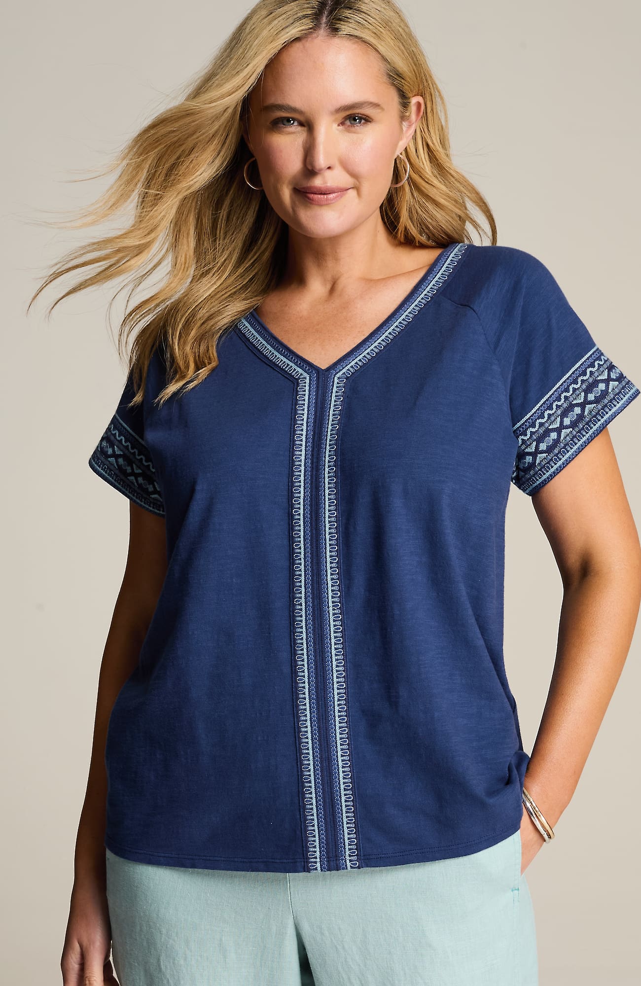 Jjill J.jill Pure Jill Embroidered Cap-sleeve Tee