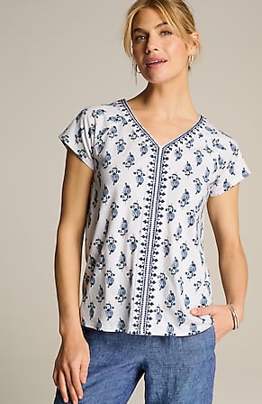 Image for Pure Jill Embroidered Cap-Sleeve Tee