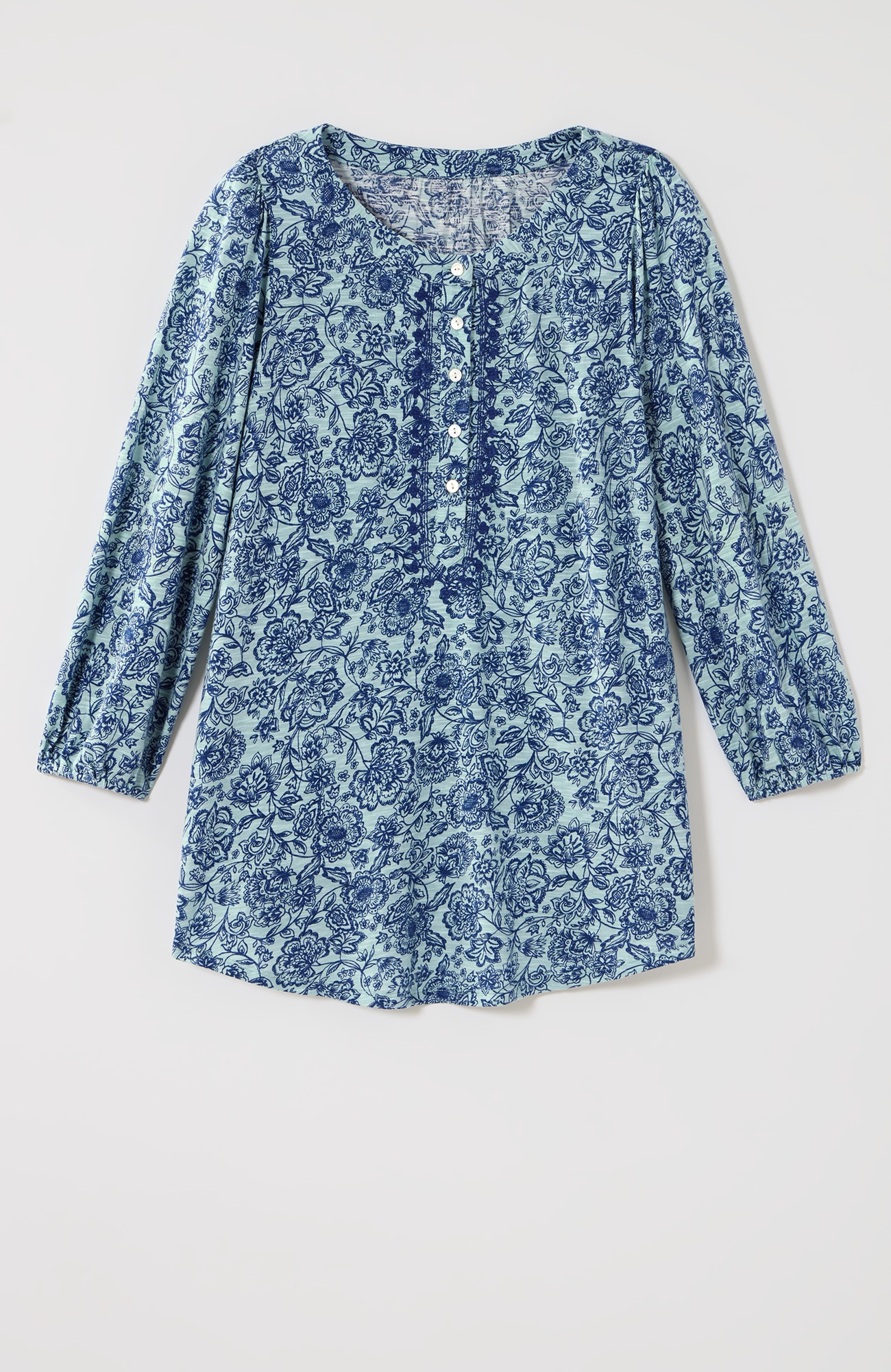 pure jill embroidered henley tunic