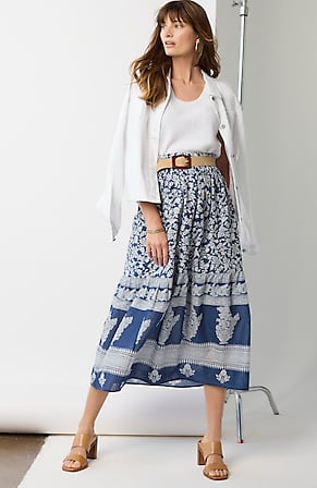 Image for Pure Jill Border-Print Maxi Skirt