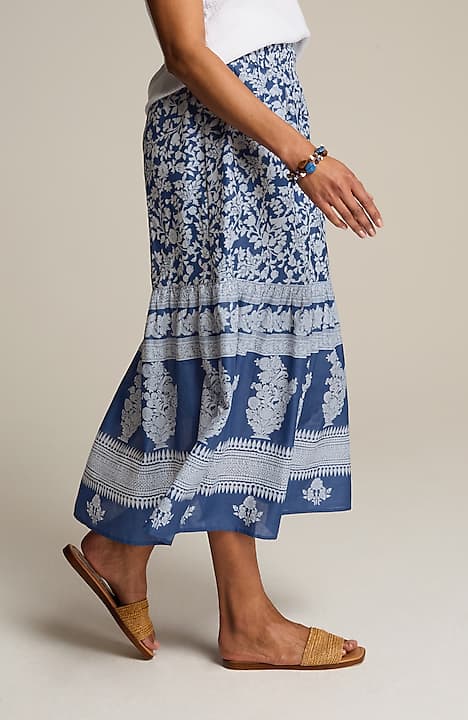 pure jill border-print maxi skirt