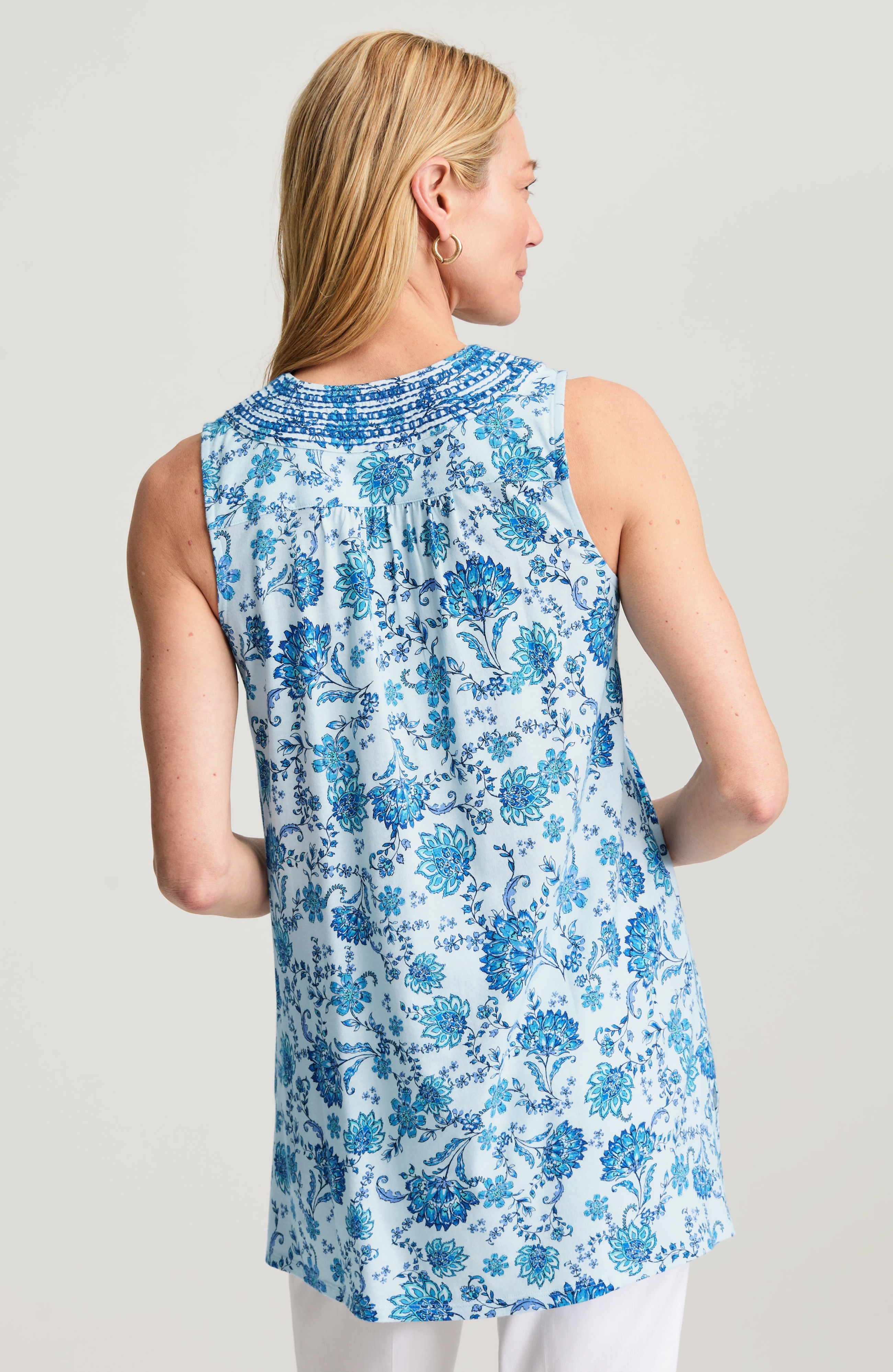 embroidered sleeveless tunic