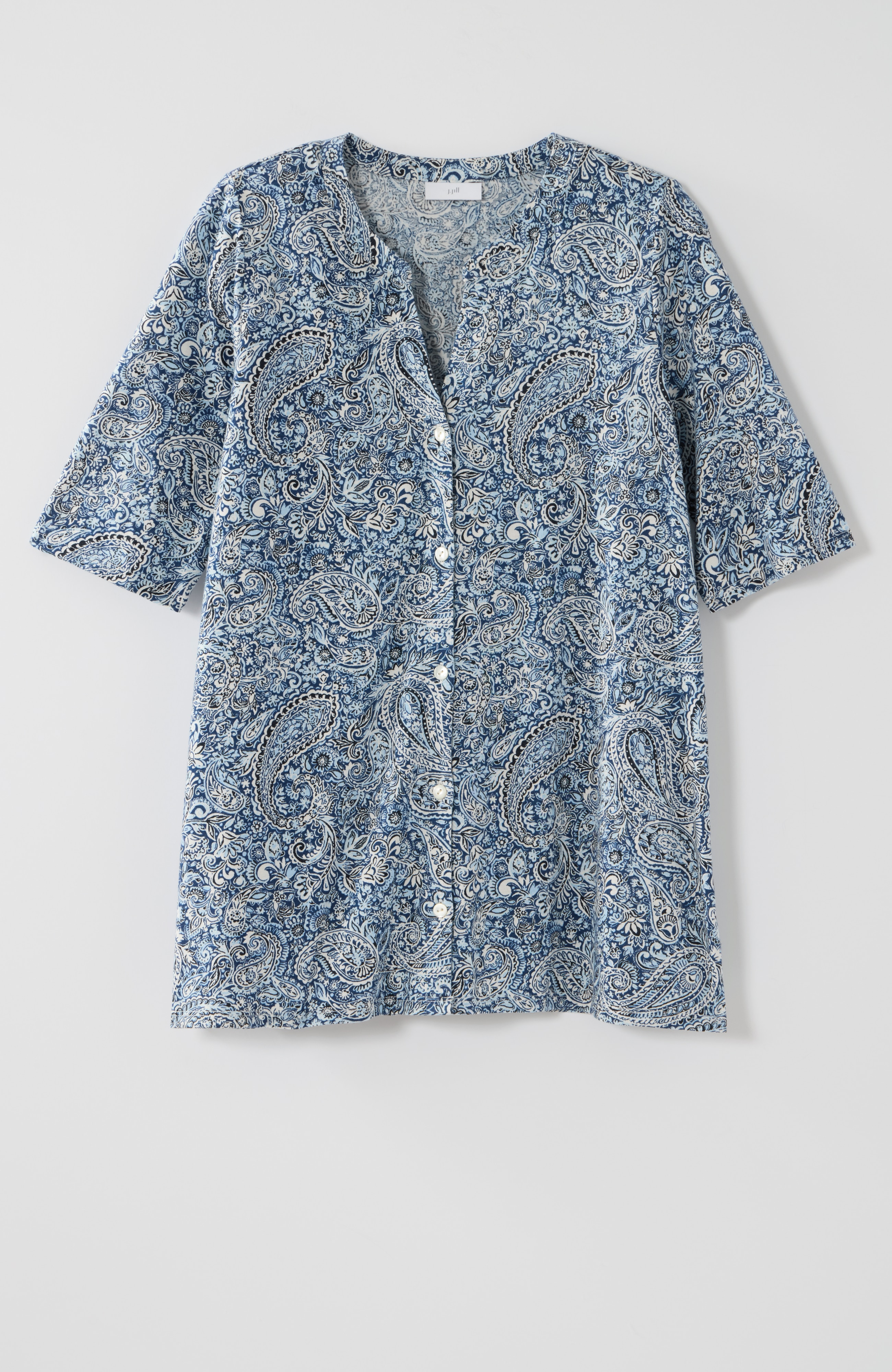 pure jill paisley button-front top