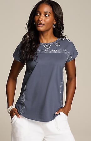 Image for Pure Jill Geometrically Embroidered Tee