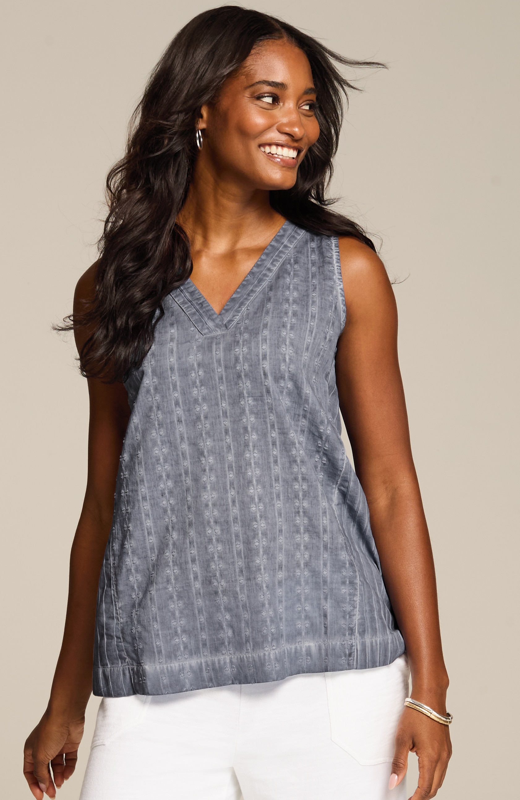 pure jill cotton dobby a-line tank