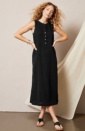 Image for Pure Jill Double-Gauze Midi Dress