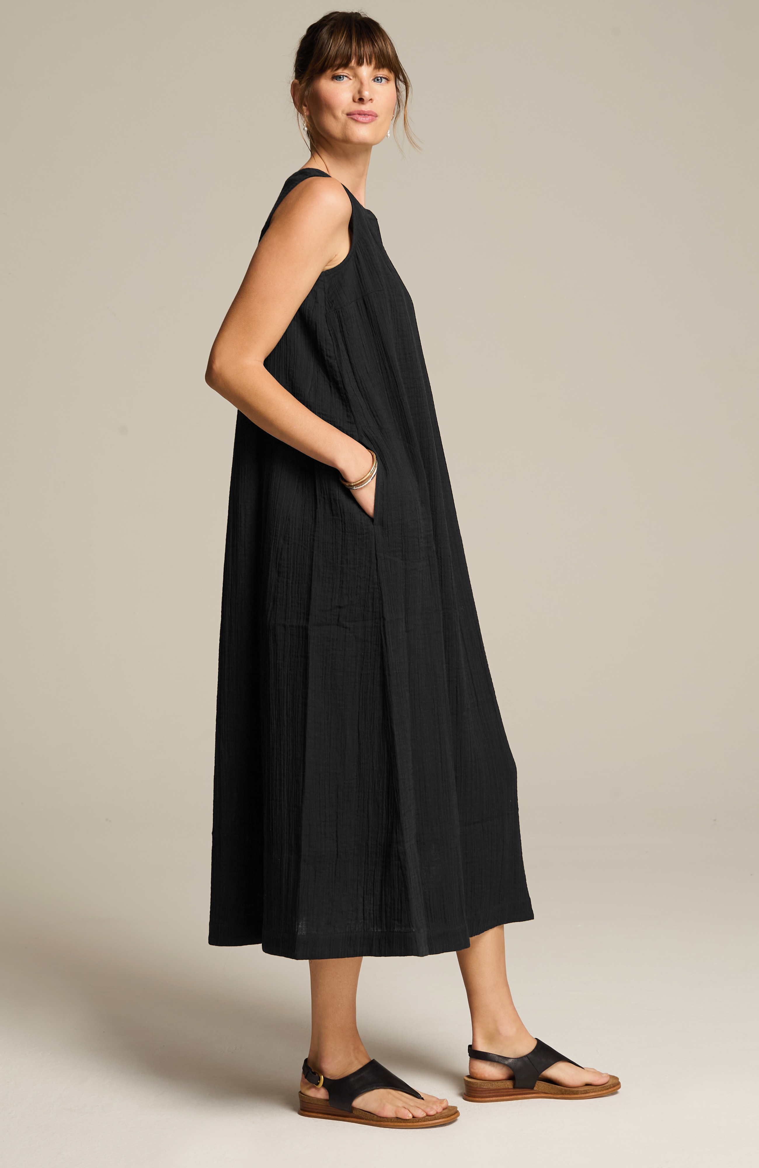 pure jill double-gauze midi dress