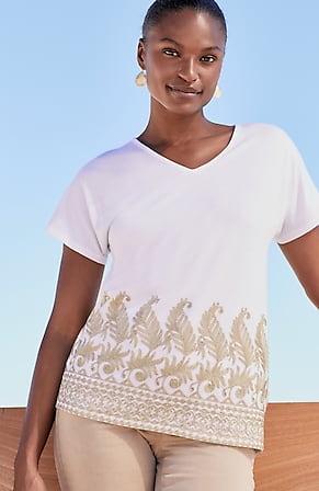 Image for Pure Jill Metallic-Embroidered Top