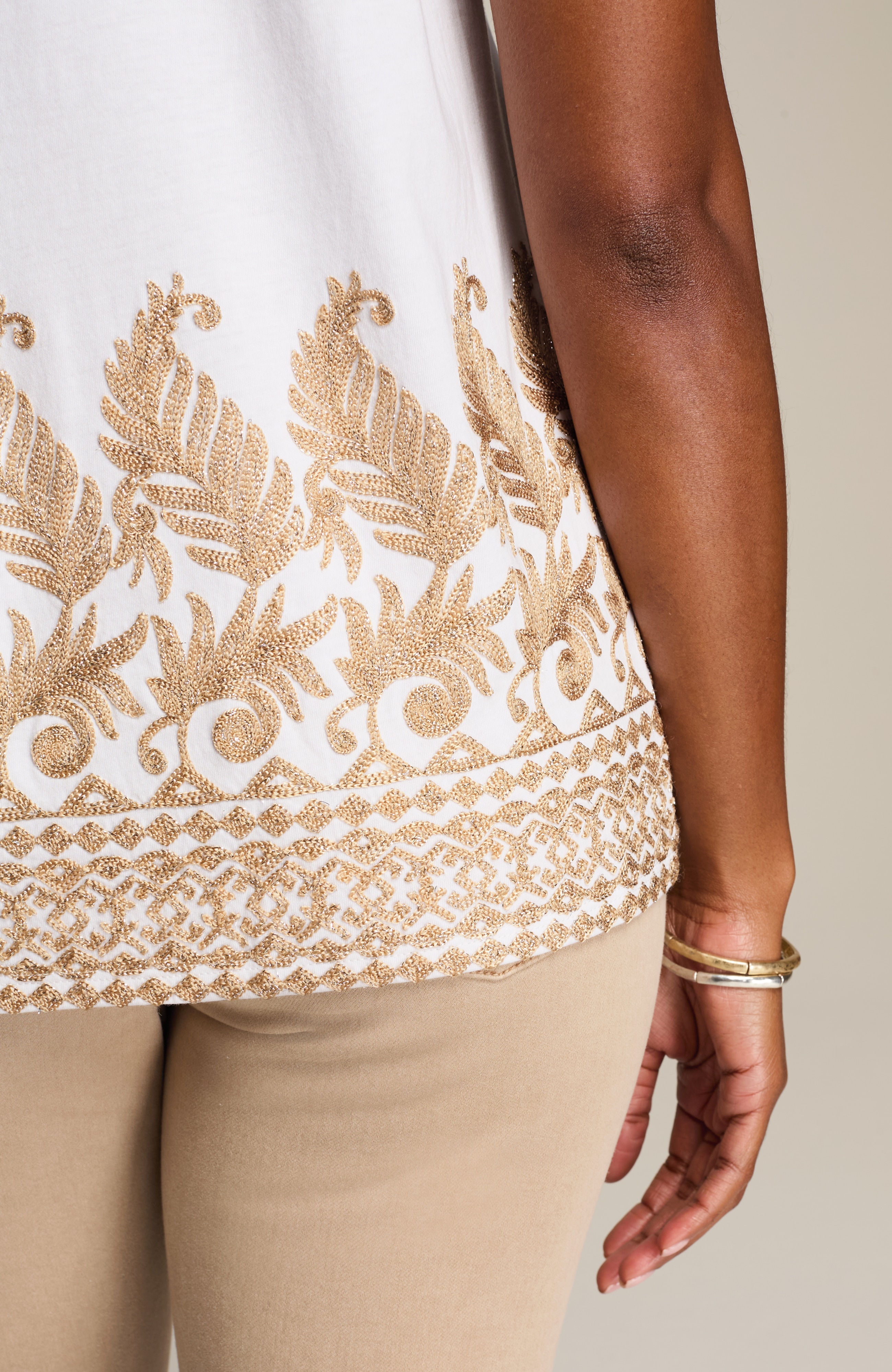 pure jill metallic-embroidered top