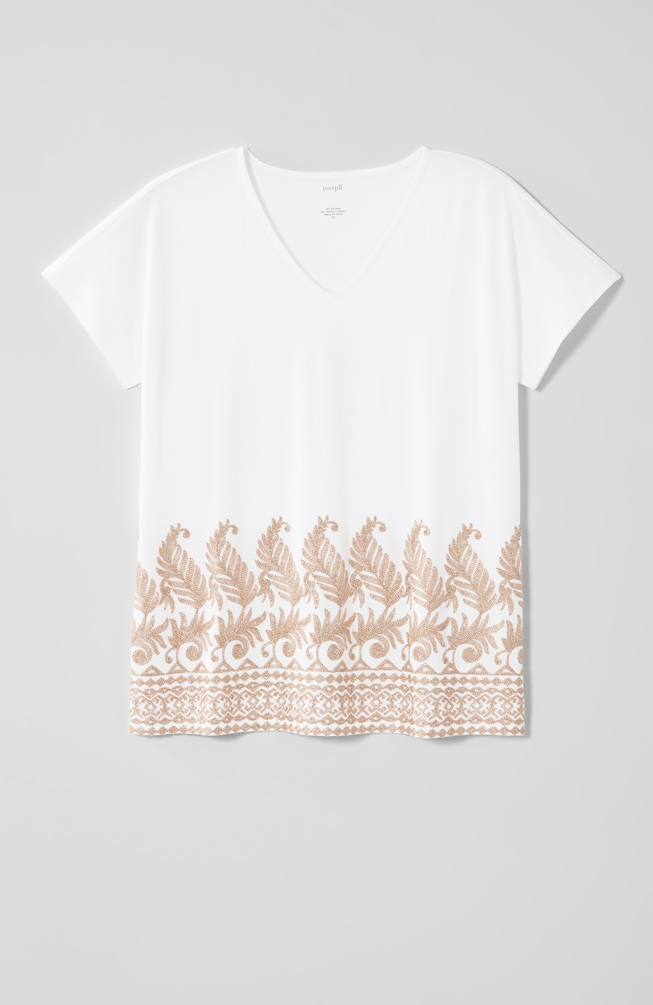 pure jill metallic-embroidered top