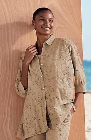 Image for Pure Jill Eyelet Button-Front Shirt