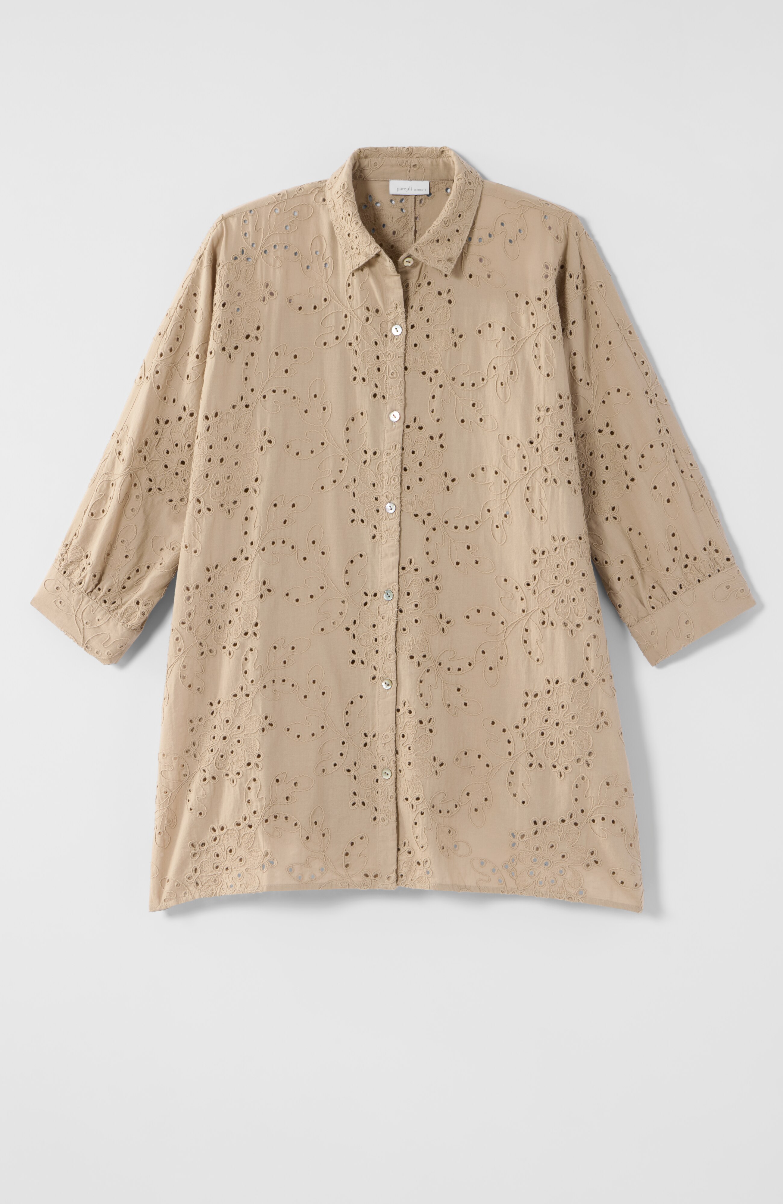pure jill eyelet button-front shirt