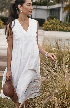 Image for Pure Jill Linen Pintucked Dress