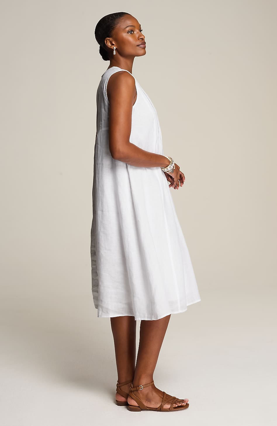 chinese dress ladies White Linen Maxi Dress A-Line main image 1