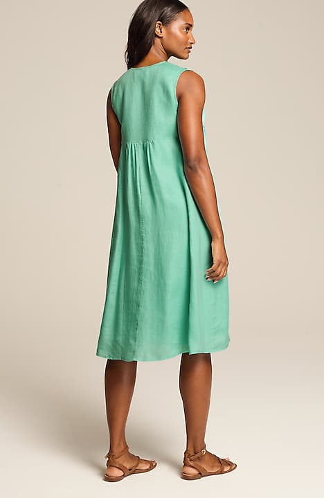 pure jill linen pintucked dress