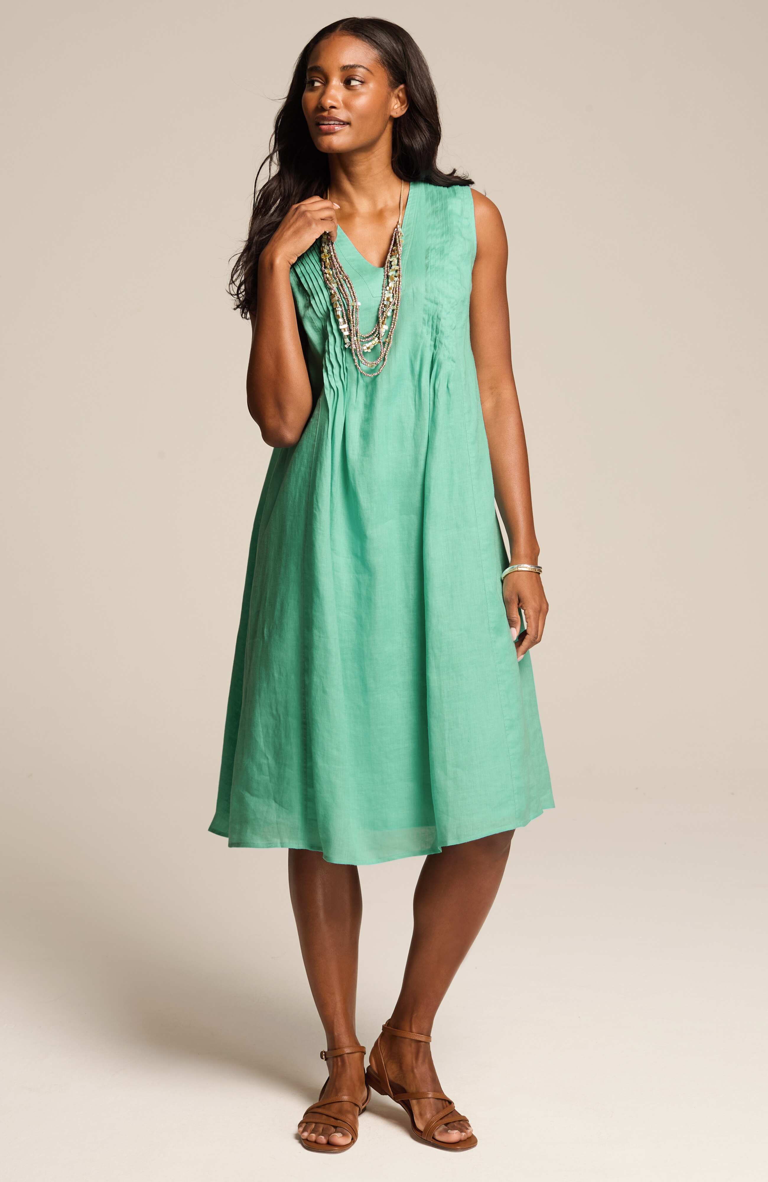 pure jill linen pintucked dress