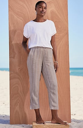 Image for Pure Jill Textured-Stripes Cropped Pants