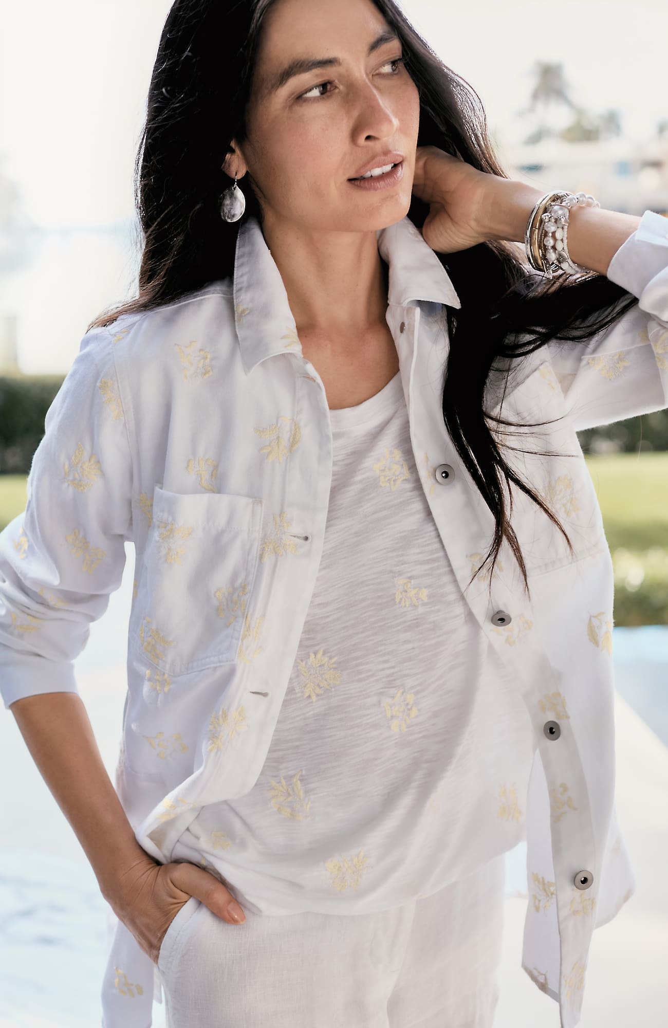 Jjill J.jill Embroidered Patch-pocket Jacket
