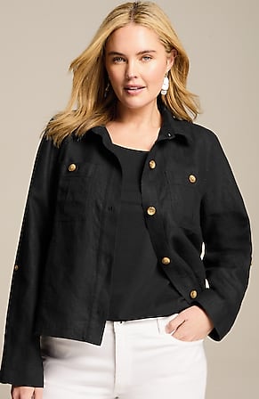 Image for Linen Button-Front Jacket