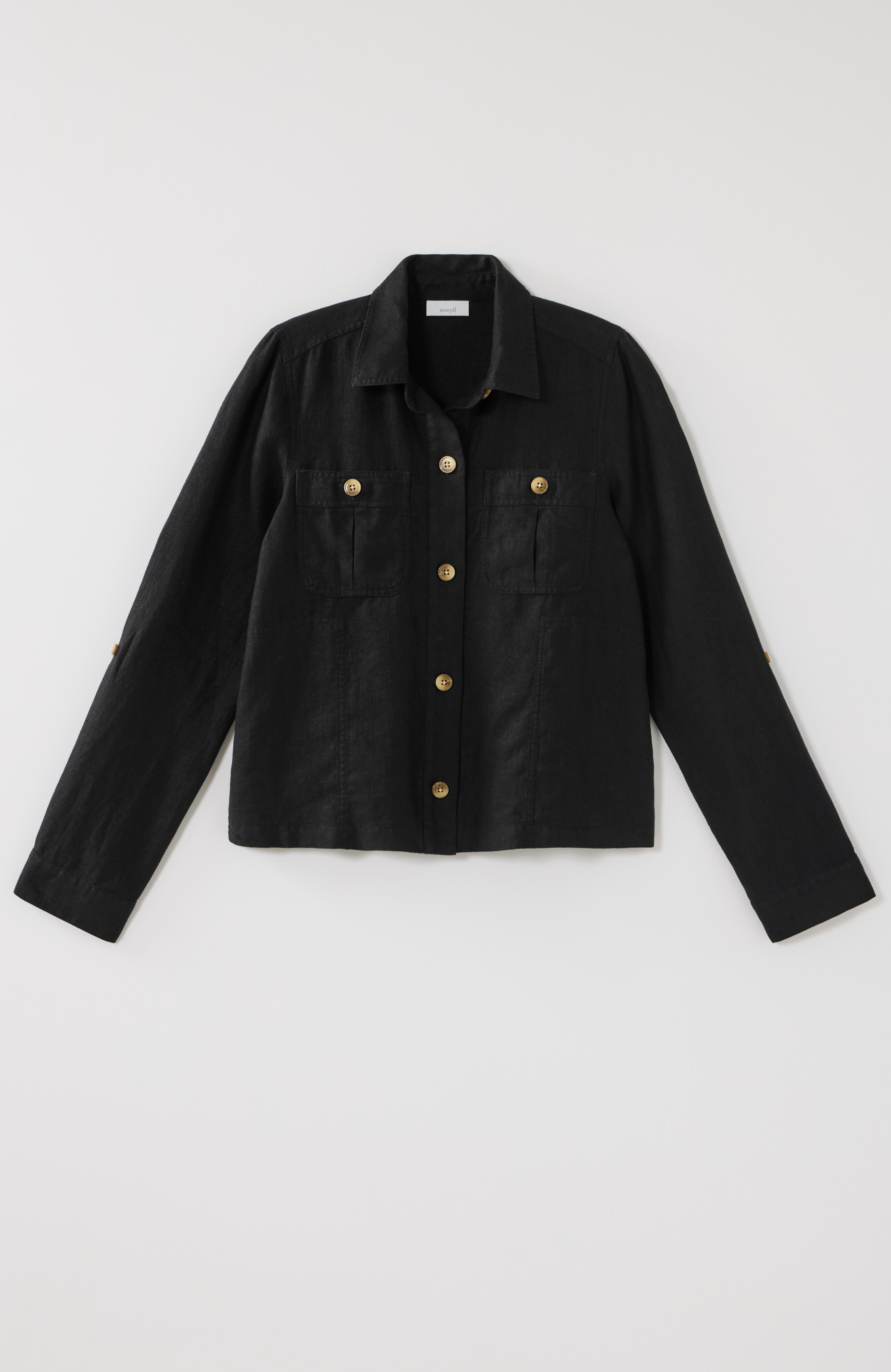 LINEN BUTTON-FRONT JACKET | JJill