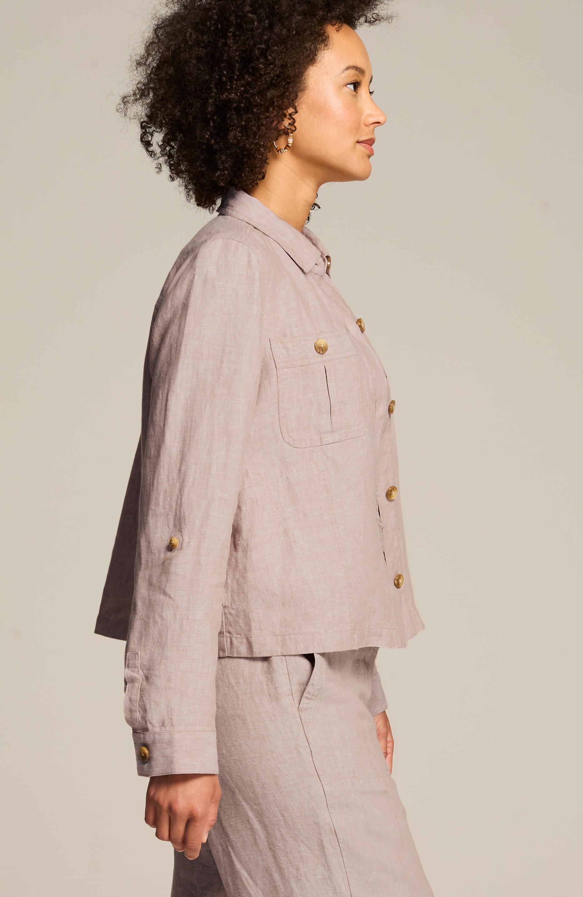 Vintage 1980's Crop Blazer Jacket Shoulder Pads Front Button