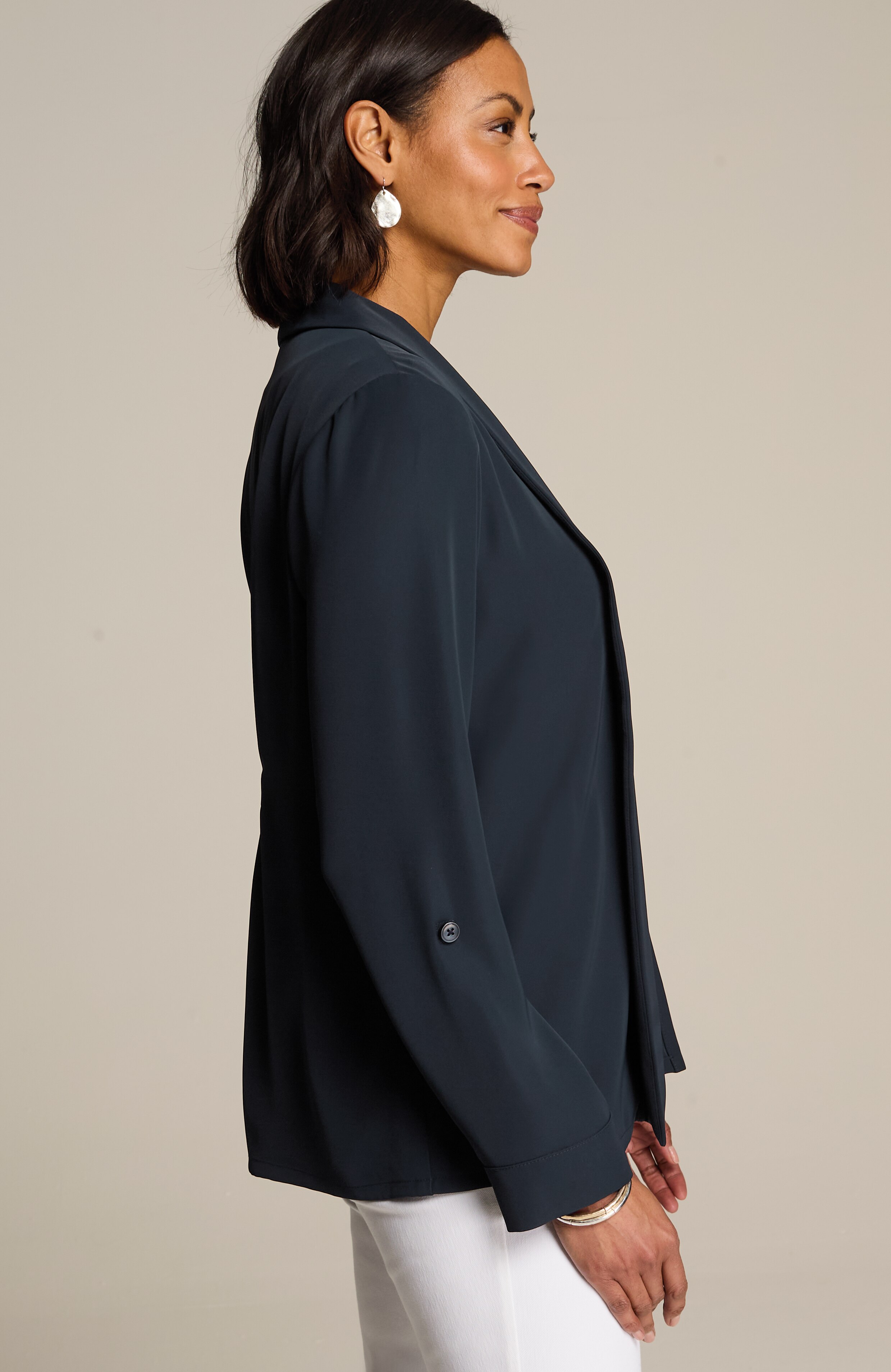 wearever easy-care drape-front jacket