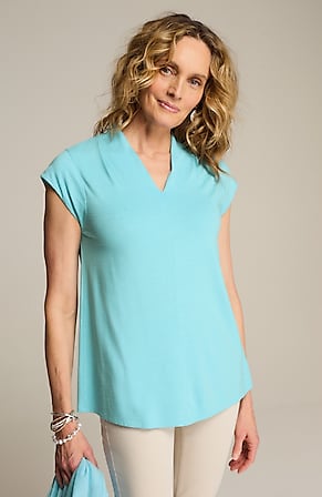 Image for Wearever Slub-Knit Cap-Sleeve Top