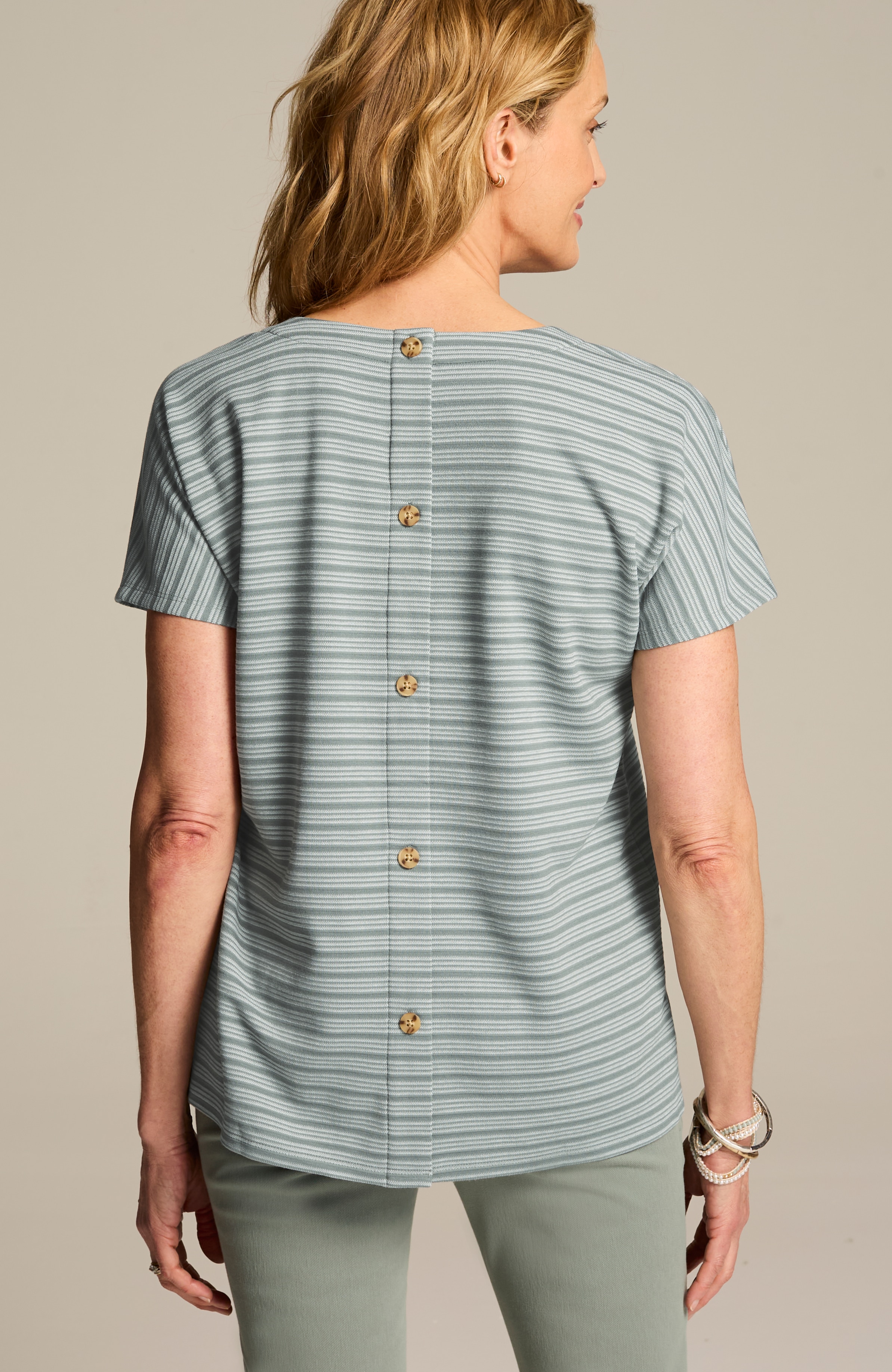 wearever textured button-back top